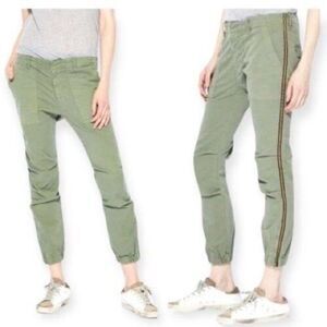 Nili Lotan Cropped French Military Pants Camo Green Grosgrain Tape Size 0